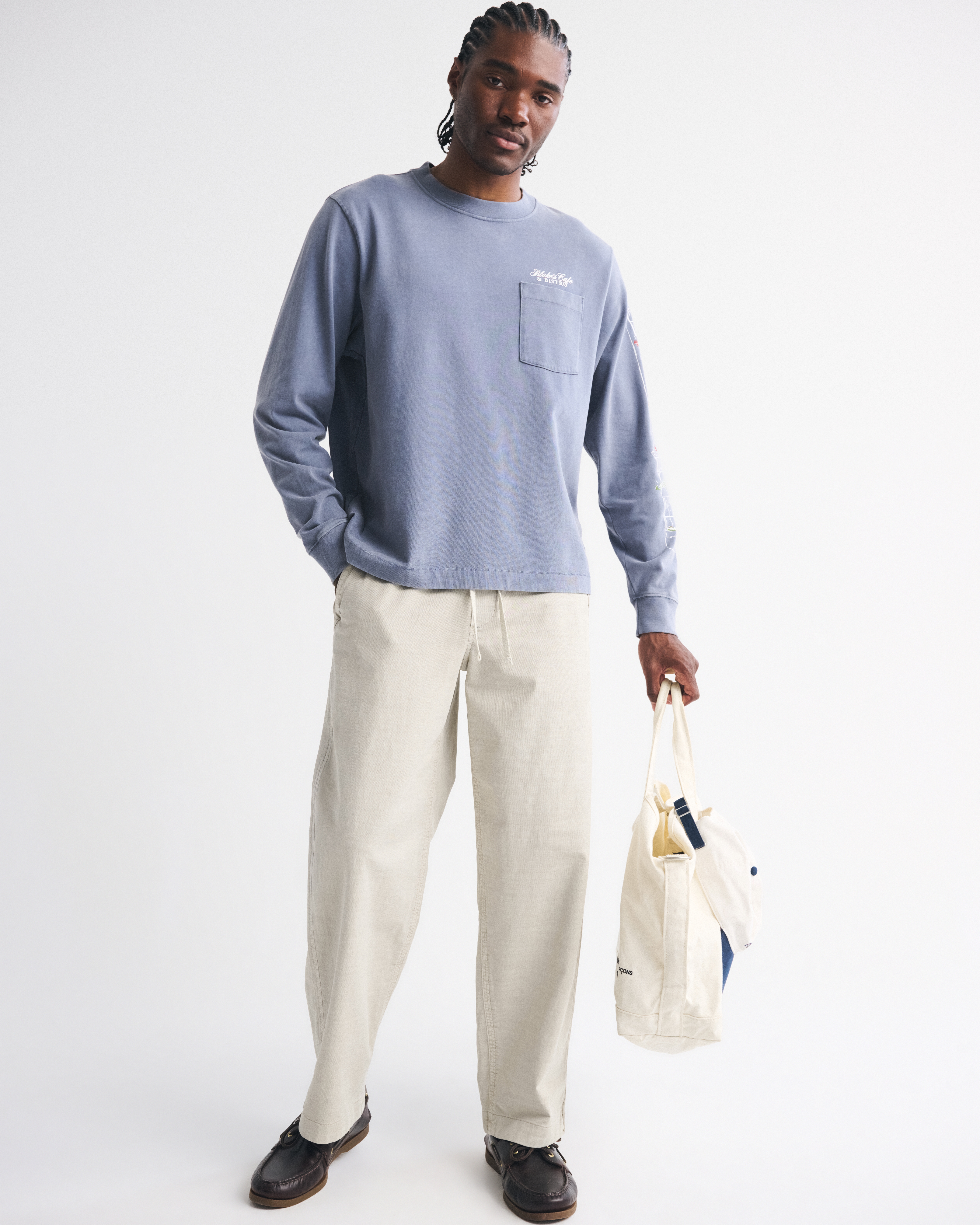 Abercrombie & Fitch Sea Fade Baggy Pull-on Pant In White