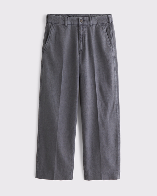 Tailored Linen-Blend Pant, Charcoal Gray view 1