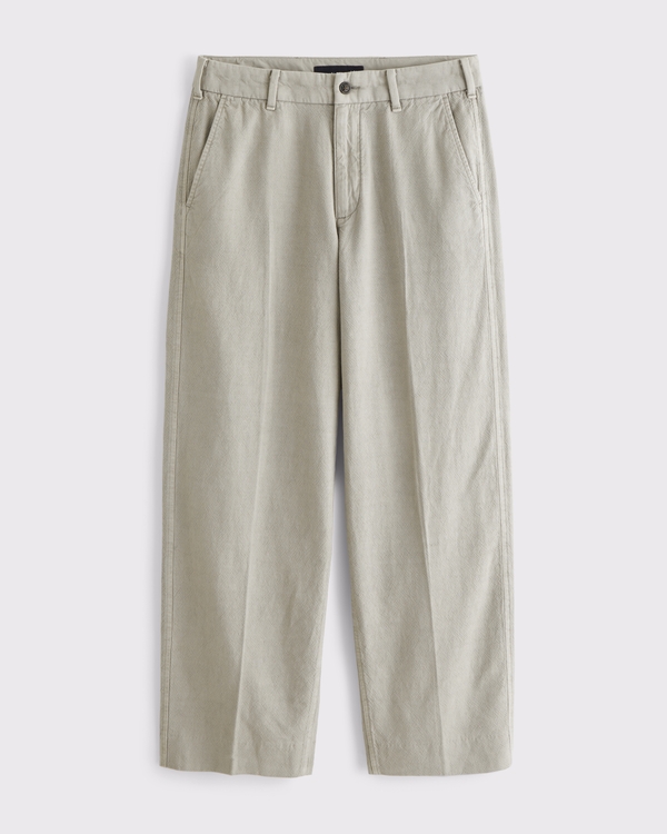 Tailored Linen-Blend Pant, Taupe view 1