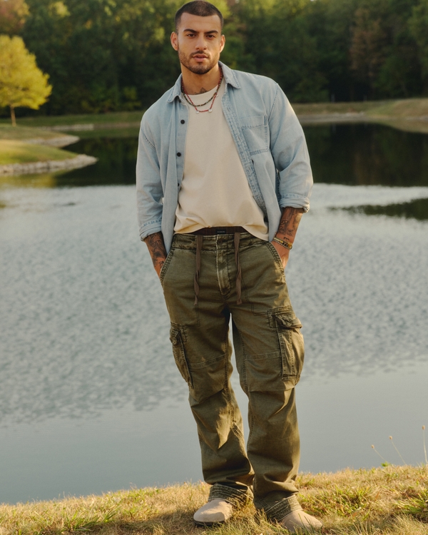 Baggy Cargo Pant, Olive Gray view 1