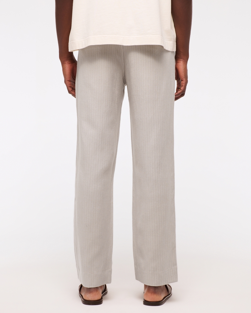 Relaxed Straight Tailored Linen-Blend Pull-On Pant