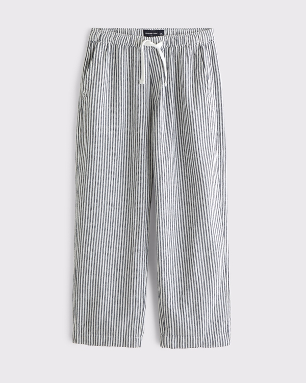 Baggy Cotton Texture Pull-On Pant, White Stripe view 2