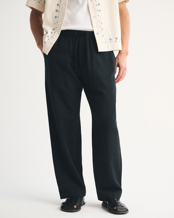 Baggy Cotton Texture Pull-On Pant, Black view 2