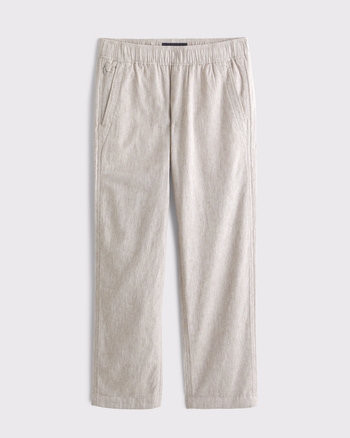 Linen-Blend Relaxed Straight Pull-On Pant