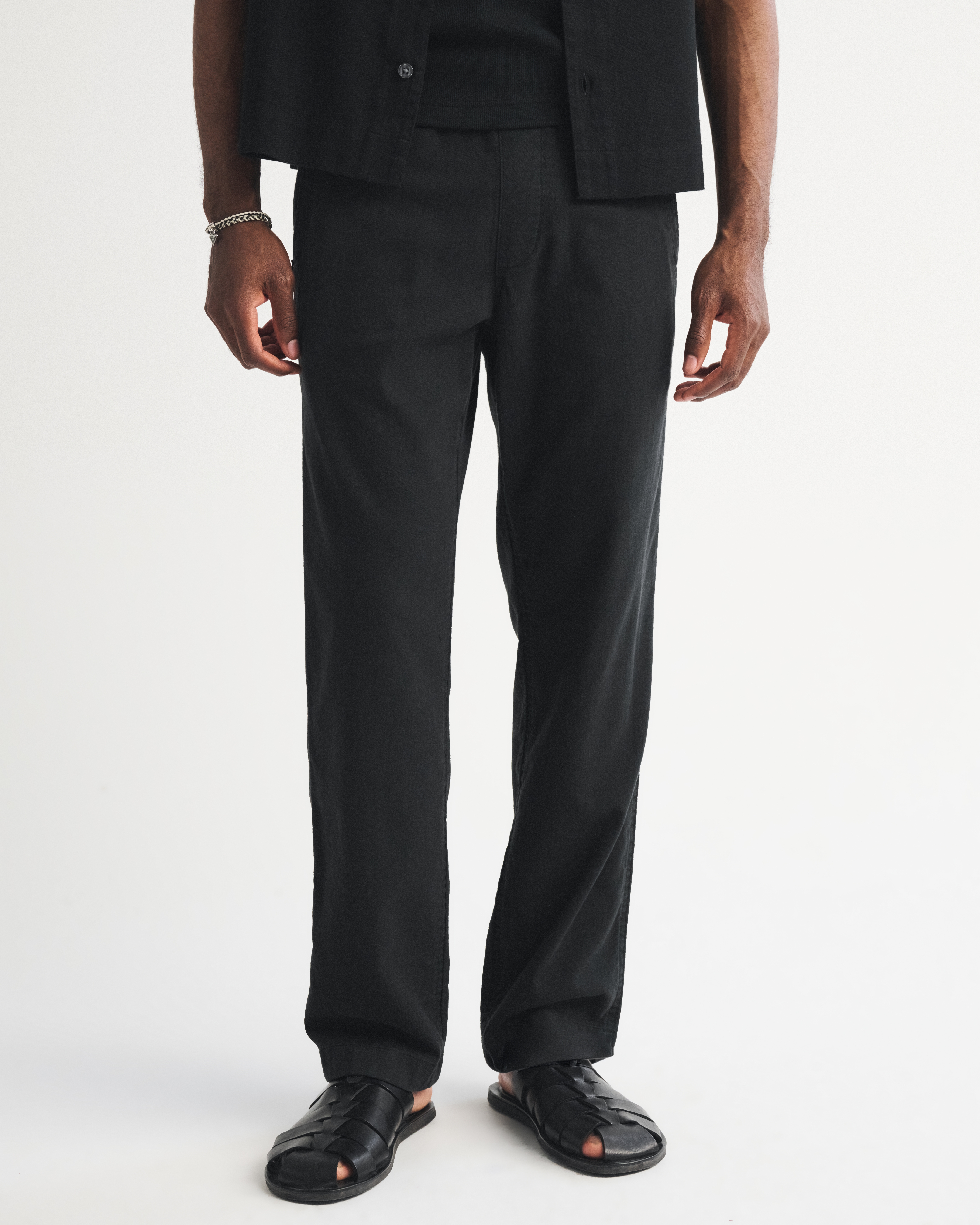 Мужские брюки Abercrombie & Fitch Linen-Blend Relaxed Straight Pull-On Pant — фото 3