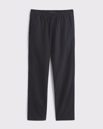 Linen-Blend Relaxed Straight Pull-On Pant