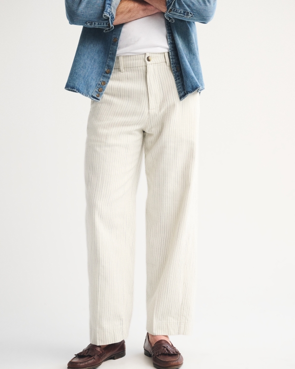 コットン バギー トラウザー, クリームストライプ view 2