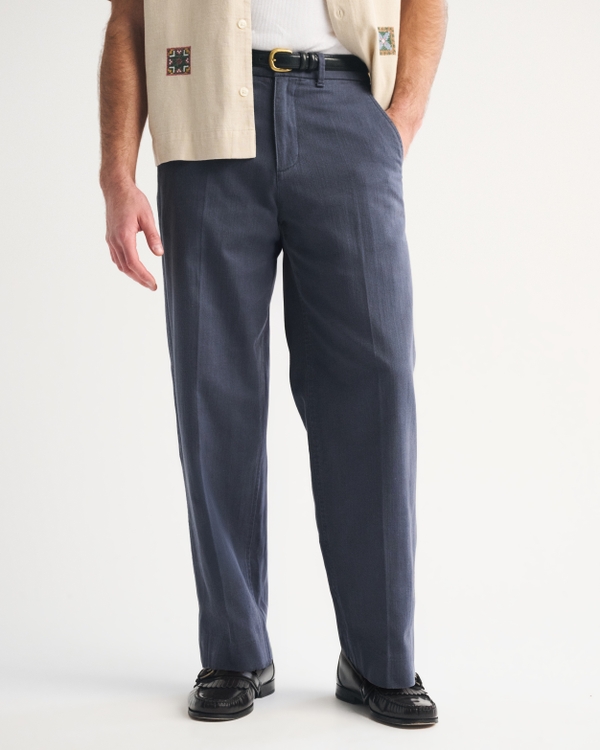 コットン バギー トラウザー, ブルー view 2