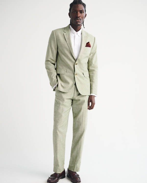 The A&F Collins Slim Linen-Blend Suit Pant, Light Sage view 1