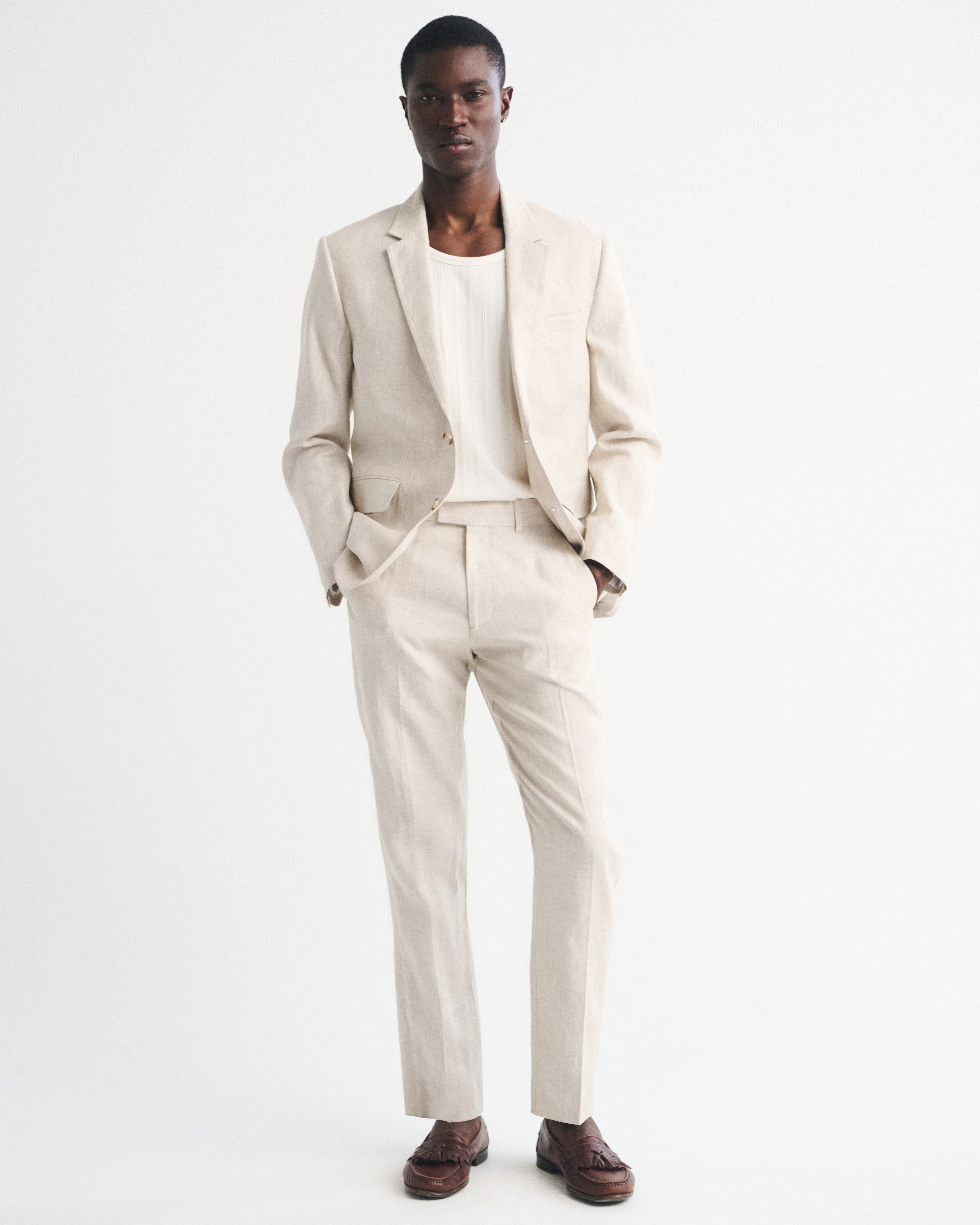 Мужские брюки Abercrombie & Fitch The A&F Collins Slim 100% Linen Suit Pant — фото 2