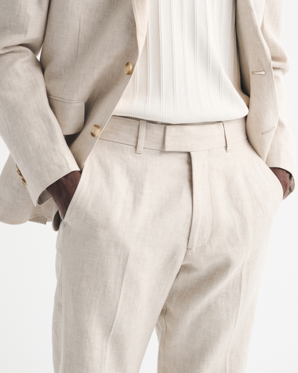 slim fit linen dress pants Men's Modern Fit Casual 100% Linen Flat front Dress Pants –  naturalcollectioncorp.com main image 1