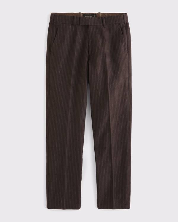The A&F Collins Slim Linen-Blend Suit Pant, Dark Brown Stripe view 1