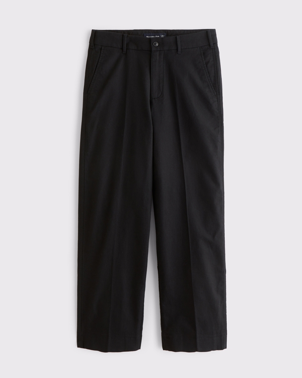 Linen-Blend Baggy Trouser, Black view 1