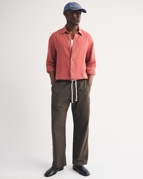 The A&F Getaway Pant, Dark Brown Stripe view 1