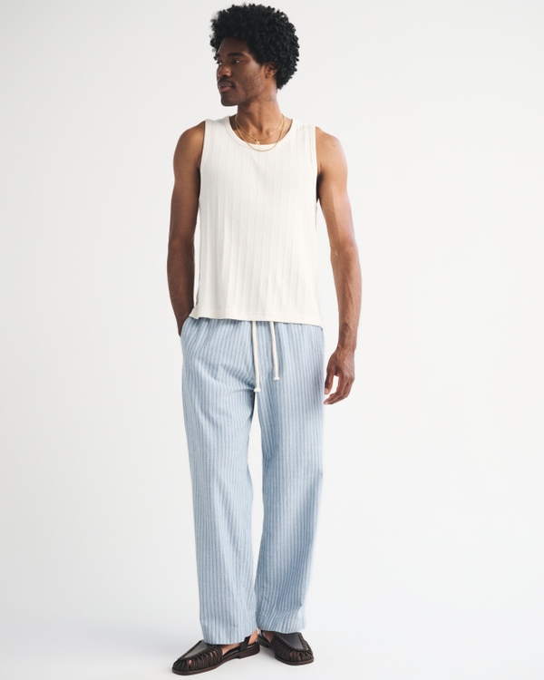 Seersucker Baggy Breezy Pull-On Pant, Blue Stripe view 1