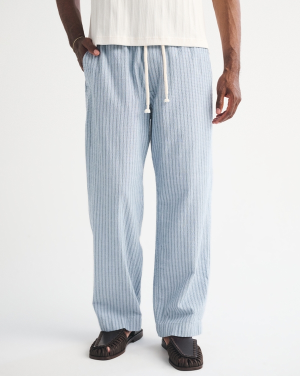 Seersucker Baggy Breezy Pull-On Pant, Blue Stripe view 2
