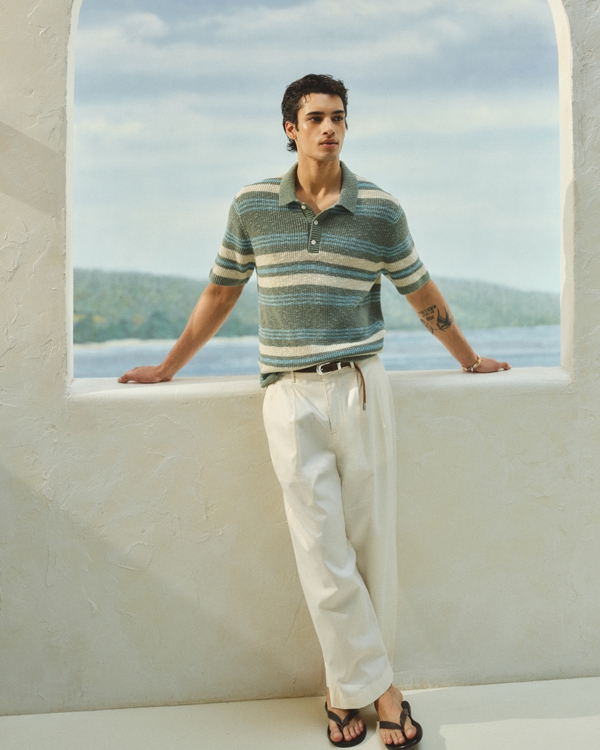 Pleated Baggy Trouser, White view 1