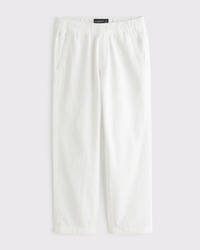 Linen-Blend Relaxed Straight Pull-On Pant