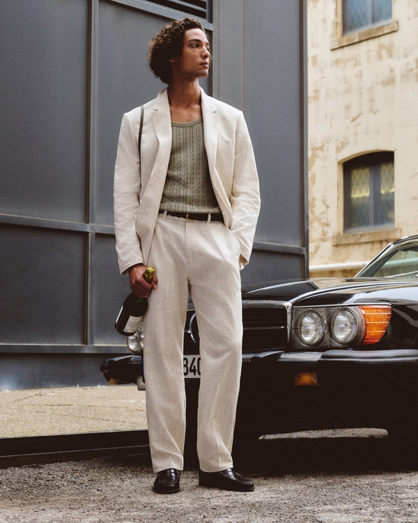 The A&F Collins Linen-Blend Suit Pant, Oatmeal view 1
