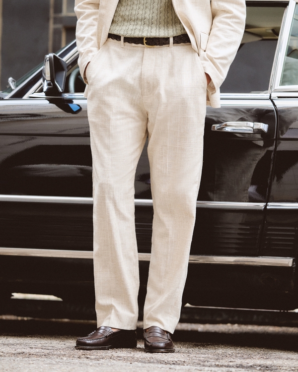 The A&F Collins Linen-Blend Suit Pant, Oatmeal view 2