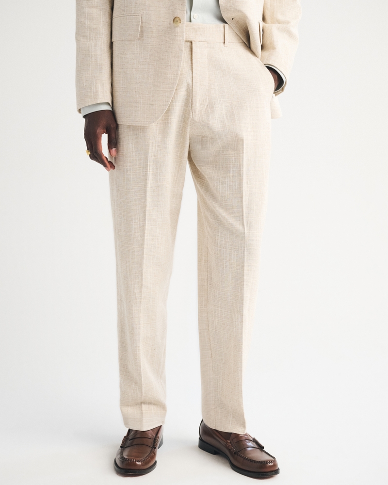 Men's The A&F Collins Linen-Blend Suit Pant in Oatmeal | Size 33 X 32 | Abercrombie & Fitch