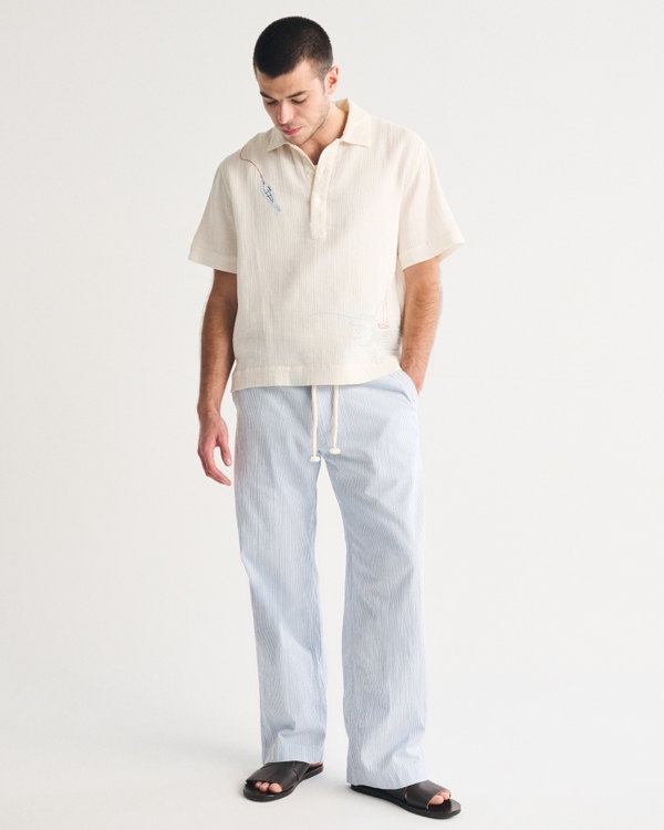 Baggy Breezy Seersucker Pull-On Pant, White Stripe view 2
