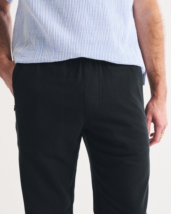Linen-Blend Relaxed Straight Pull-On Pant