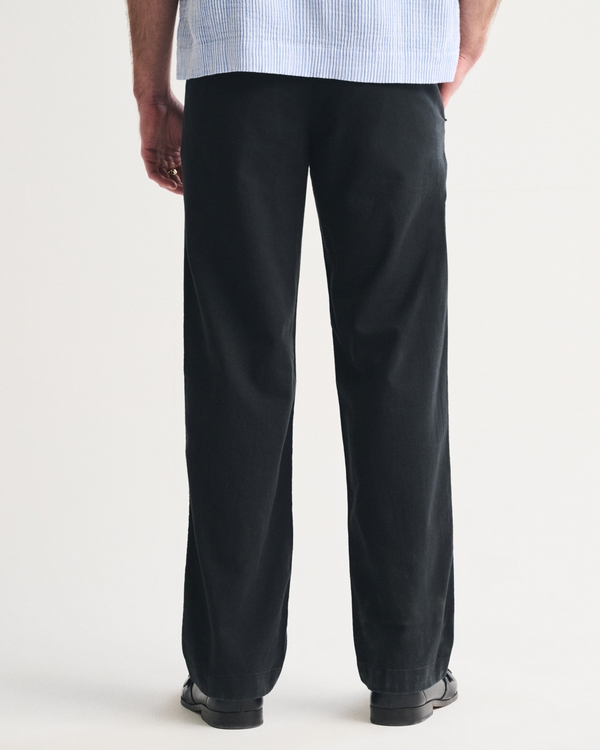 Linen-Blend Relaxed Straight Pull-On Pant