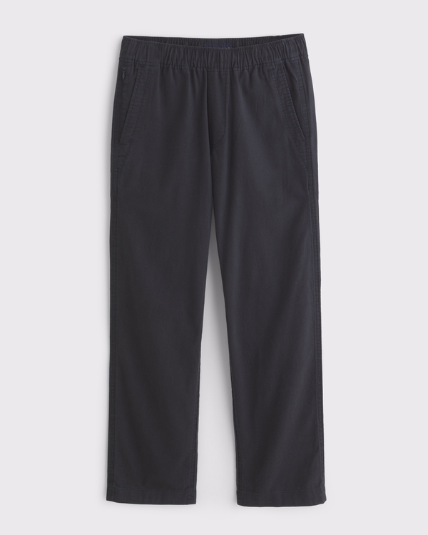 Linen-Blend Relaxed Straight Pull-On Pant