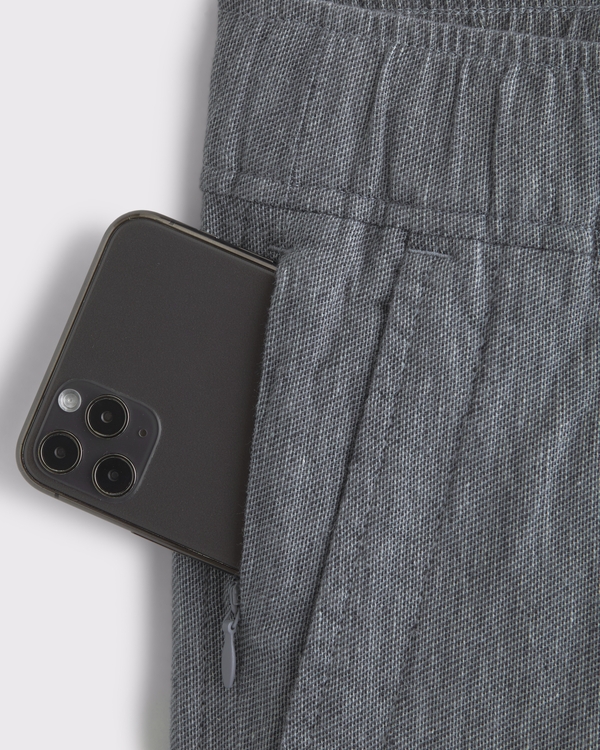Linen-Blend Relaxed Straight Pull-On Pant