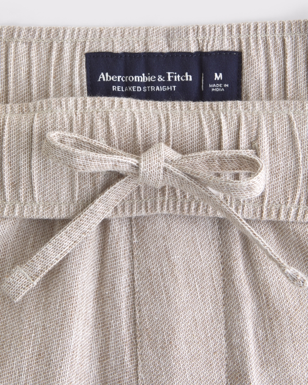 Linen-Blend Relaxed Straight Pull-On Pant