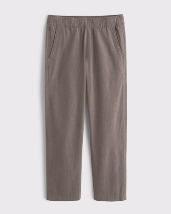 Linen-Blend Relaxed Straight Pull-On Pant