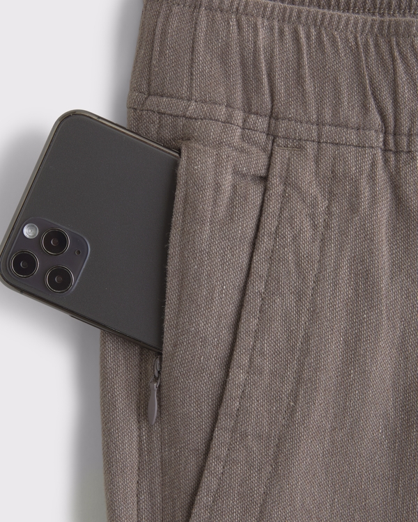 Linen-Blend Relaxed Straight Pull-On Pant