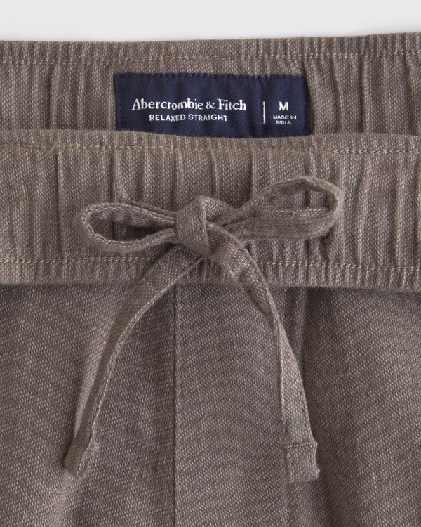 Linen-Blend Relaxed Straight Pull-On Pant