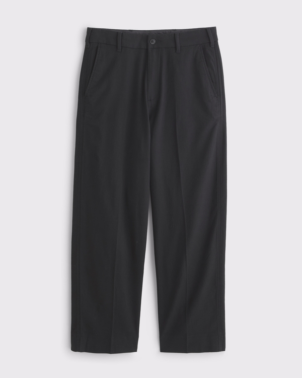 Linen-Blend Baggy Trouser, Black view 1