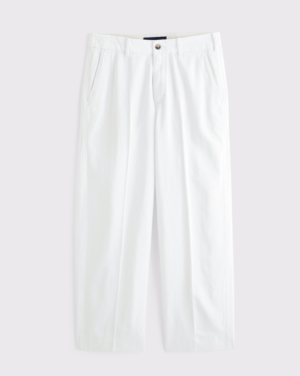 Linen-Blend Baggy Trouser, White view 1
