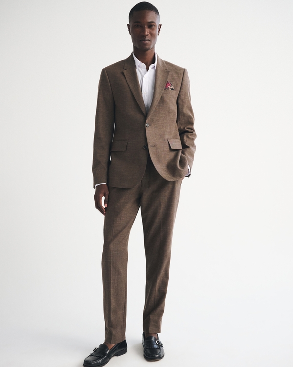 The A&F Collins Slim Linen-Blend Suit Pant, Dark Brown view 1