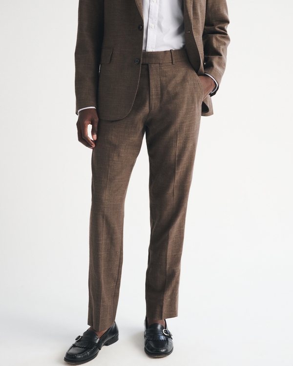 The A&F Collins Slim Linen-Blend Suit Pant, Dark Brown view 2