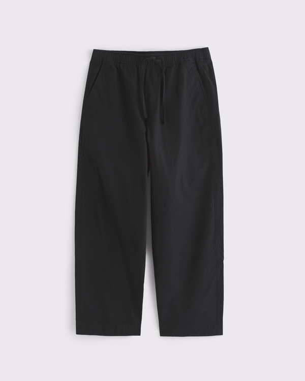 Baggy Poplin Taper Pull-On Pant, Black view 1