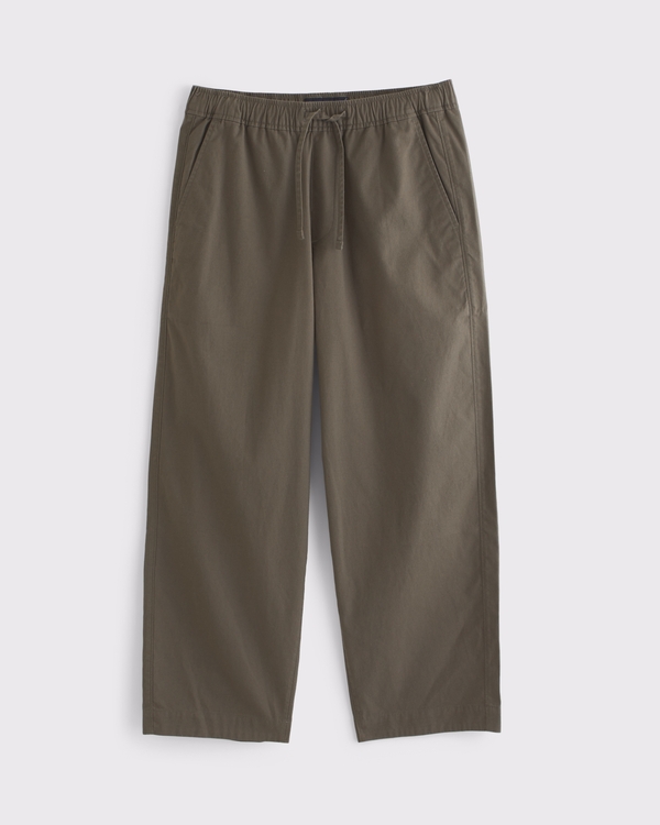 Baggy Poplin Taper Pull-On Pant, Dark Brown view 1