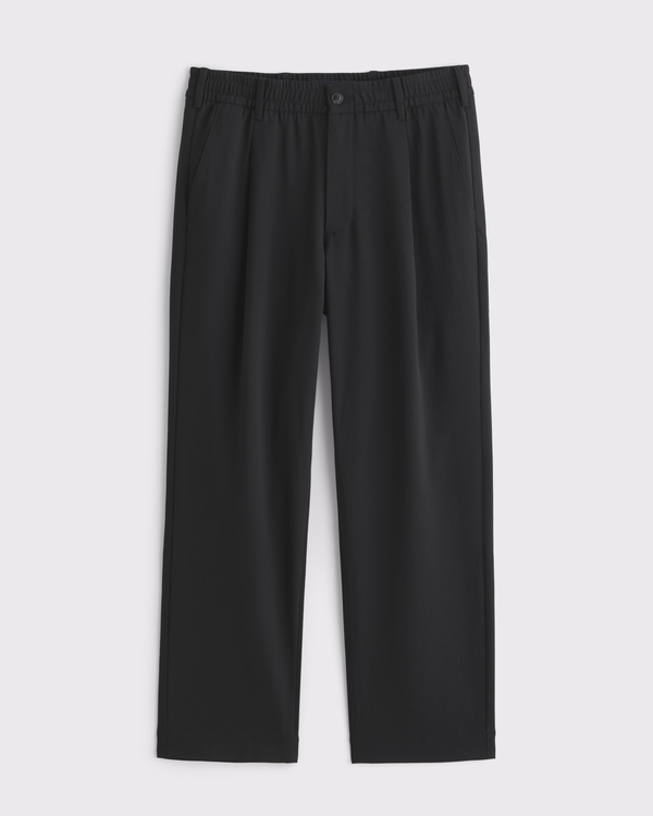 Relaxed Straight Pleated Hybrid Waist Trouser, Black view 2