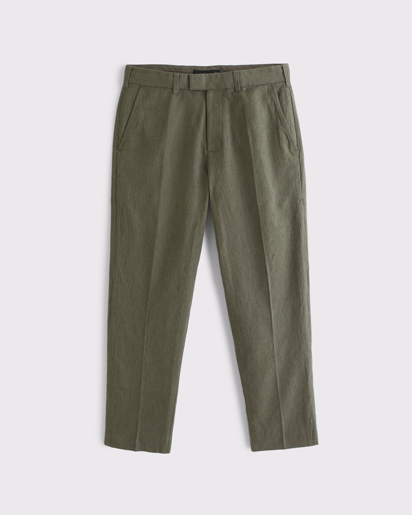 The A&F Collins Linen-Blend Suit Pant, Olive Stripe view 1