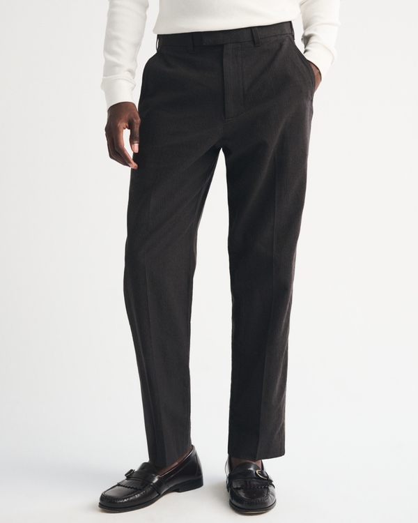 The A&F Collins Linen-Blend Suit Pant, Espresso Stripe view 2