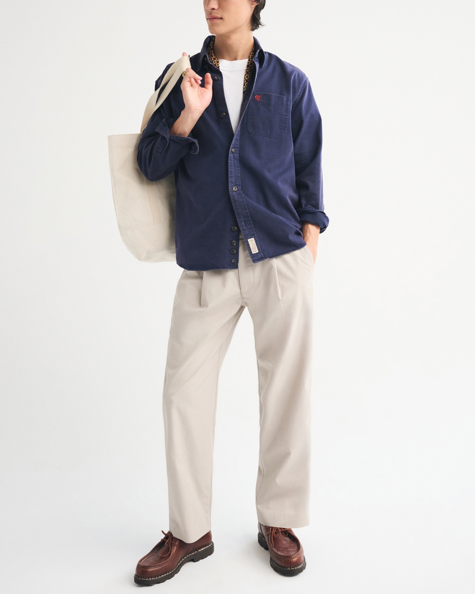 Relaxed Straight Cotton-Blend Hybrid Waist Trouser