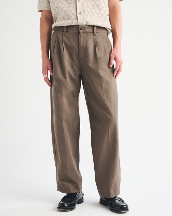 Pleated Baggy Trouser, Brown view 2