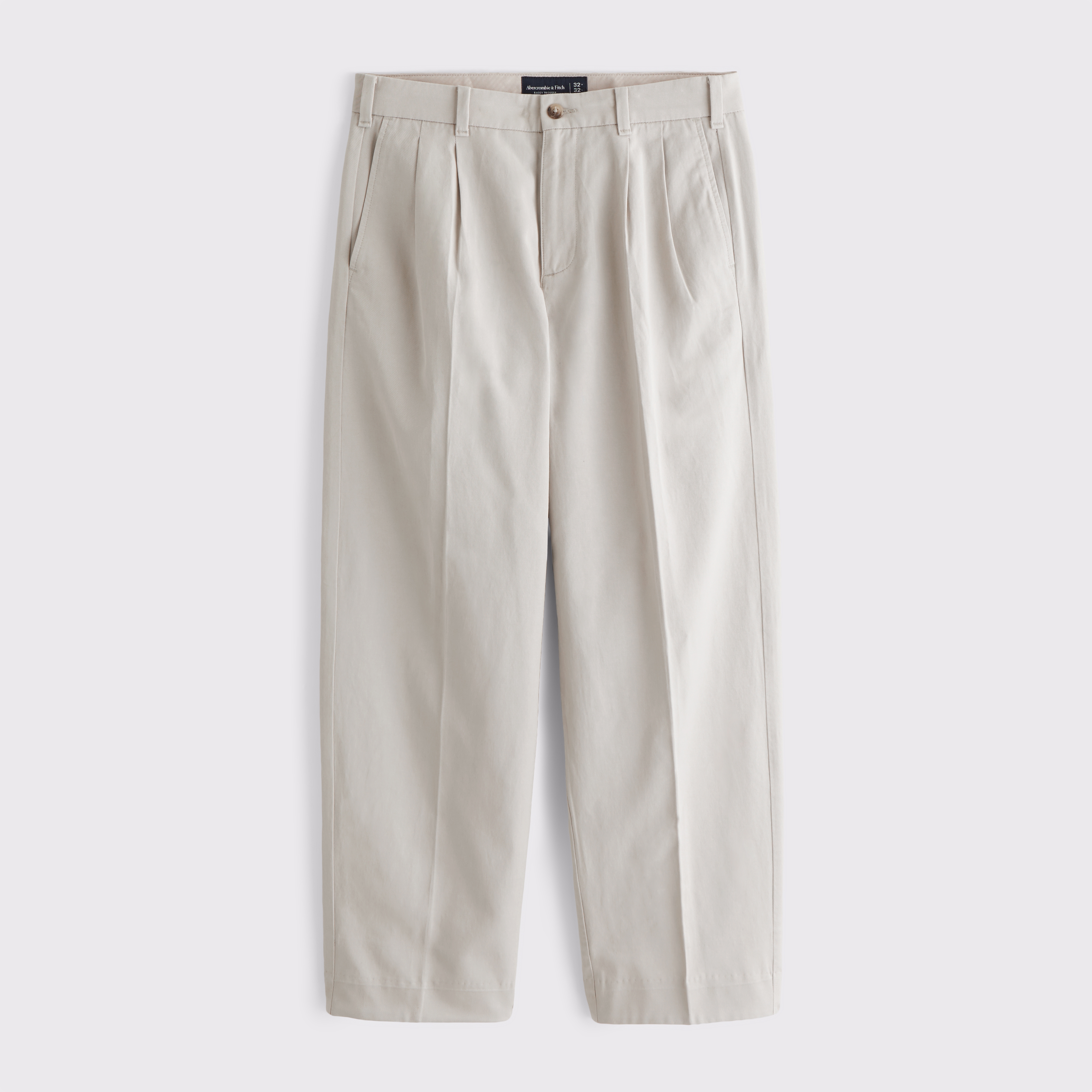 Мужские брюки Abercrombie & Fitch Cotton-Blend Pleated Baggy Trouser, цвет: Пепельный — фото 1