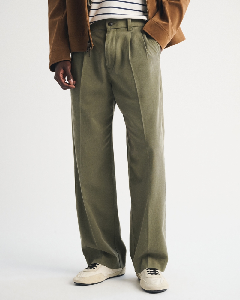 Cotton-Blend Pleated Baggy Trouser - thumbnail 3