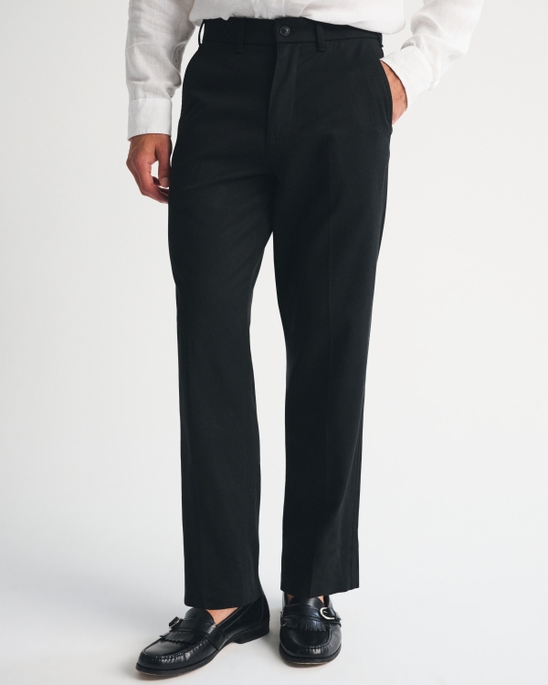 Cotton-Blend Relaxed Straight Trouser, Black view 2