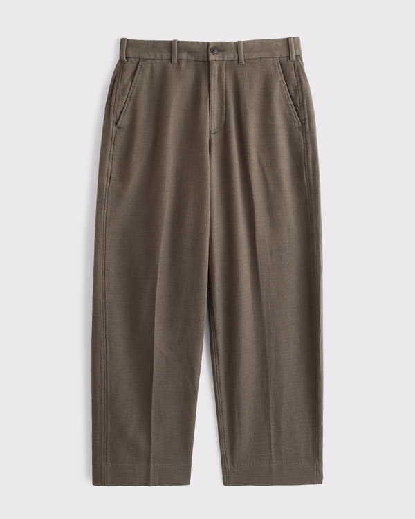 Cotton Texture Baggy Trouser, Dark Green view 1