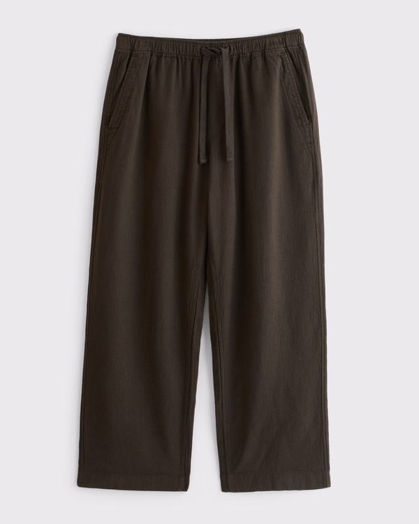 Baggy Cotton Texture Pull-On Pant, Dark Roast view 1